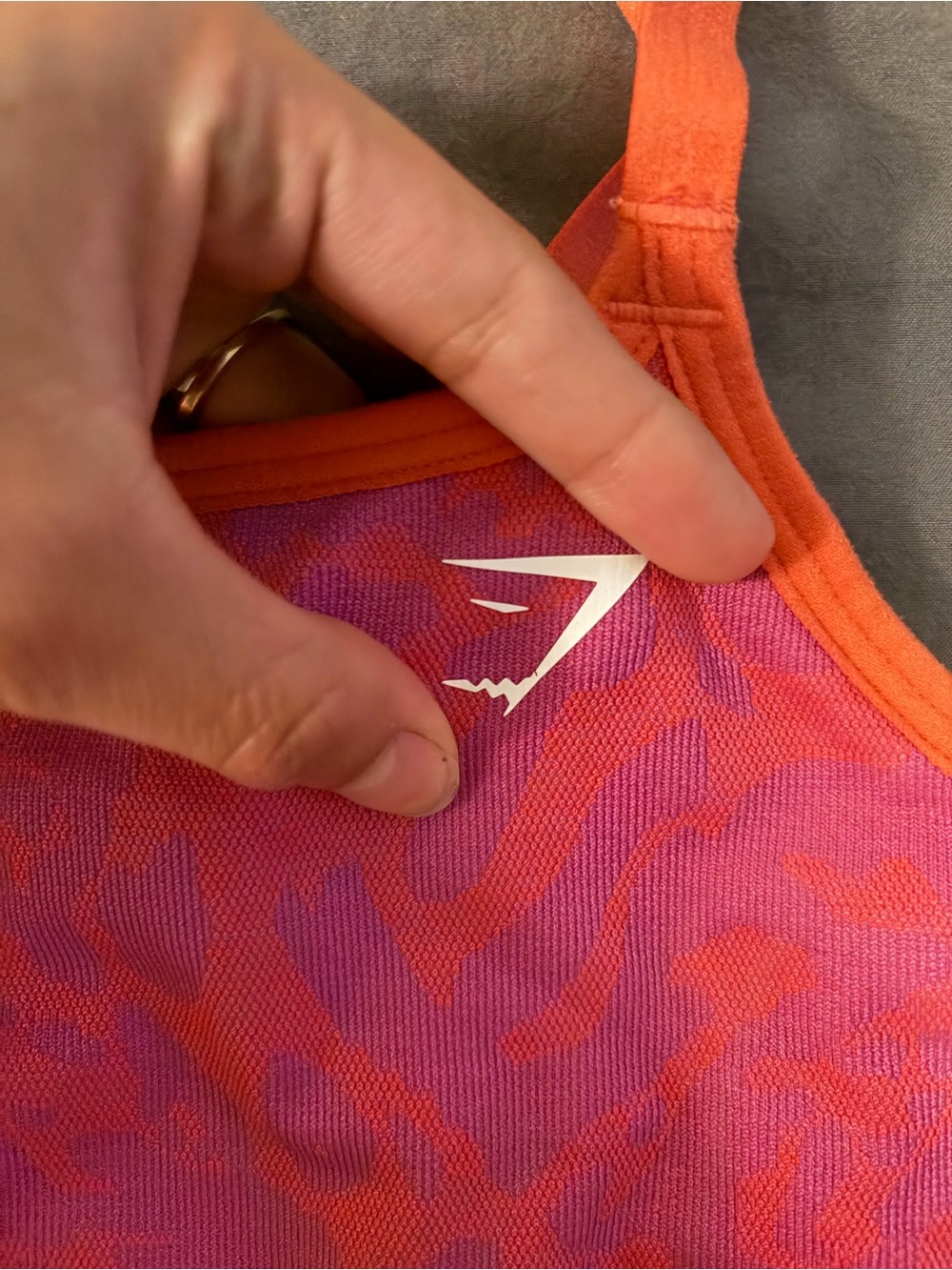 Gymshark Pink and Coral Patterned Seamless Sports Bra - Picture 5 of 6